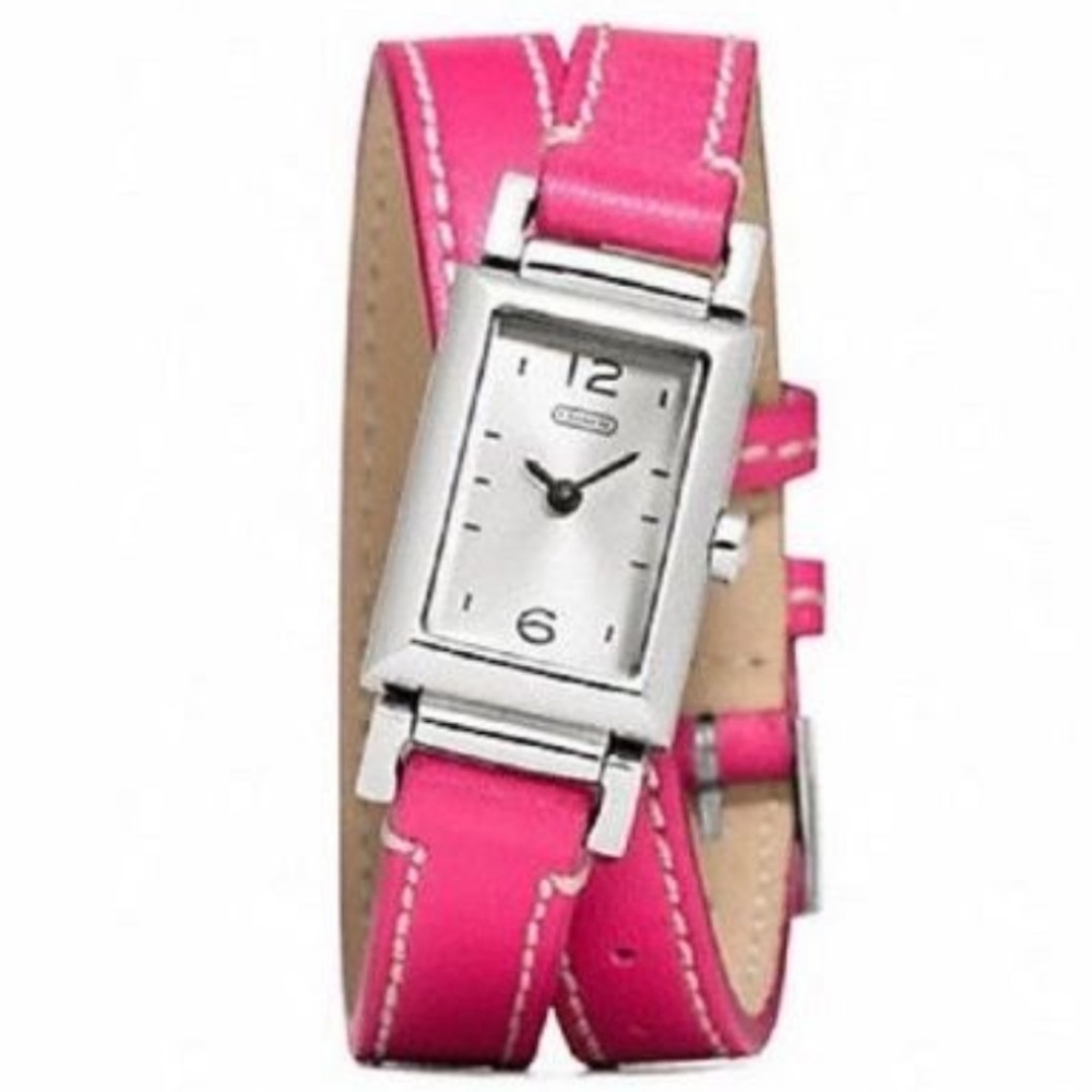 NEW Coach Madison Double Strap Stainless Steel Pink Leather Watch - Picture 2 of 14